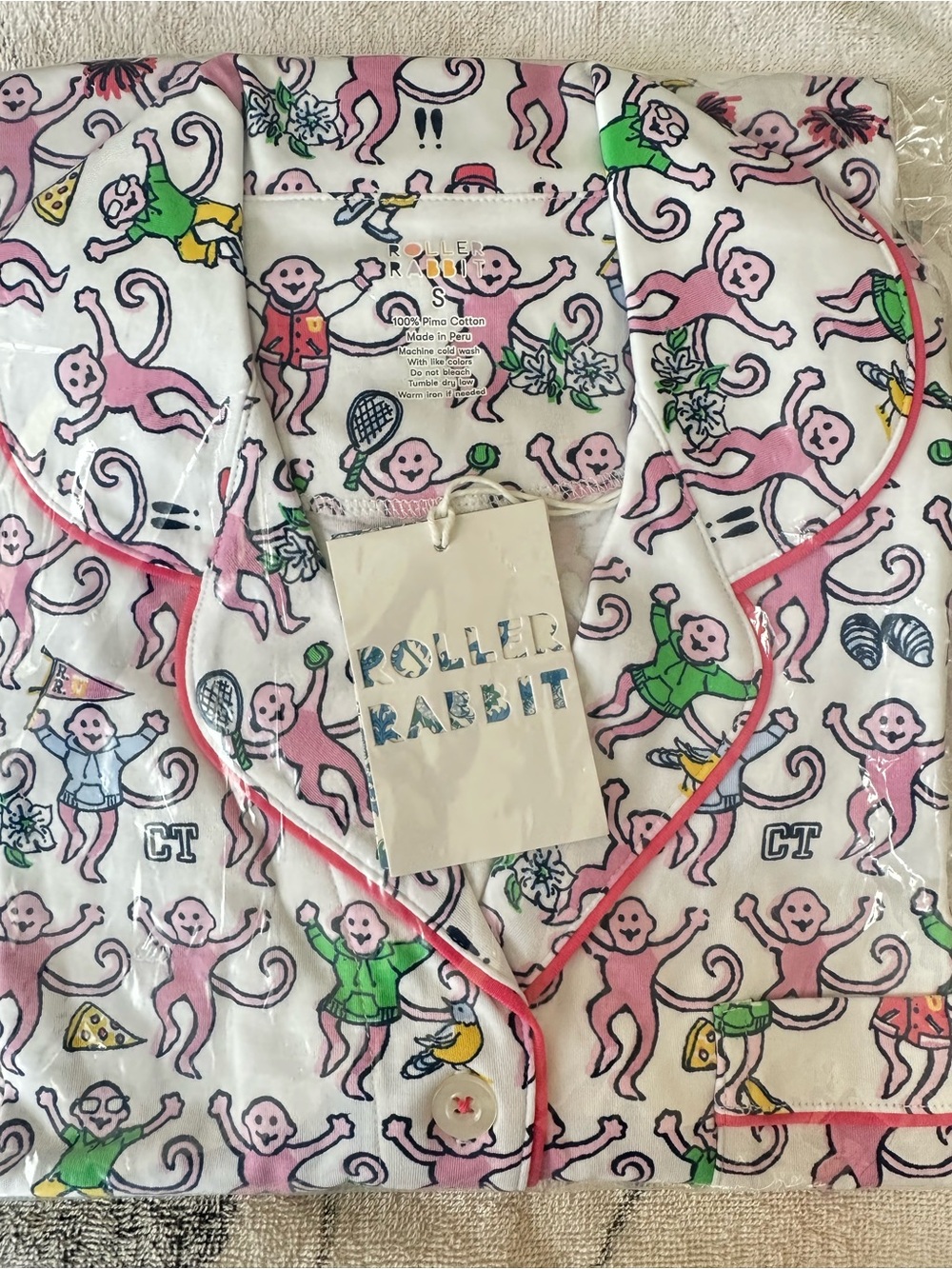 Roller Rabbit CT Monkey Polo Pajamas set Lilac